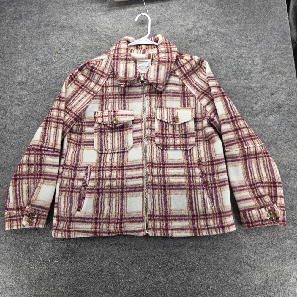 Avec Les Filles Jacket Womens Large Plaid Zip Front Pockets Lightweight